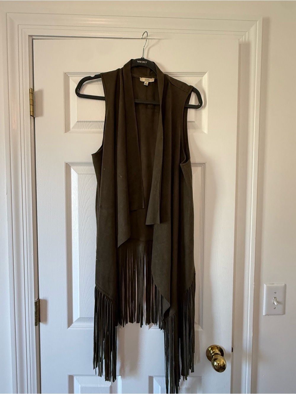 Kori Olive Brown Suede Fringe Vest